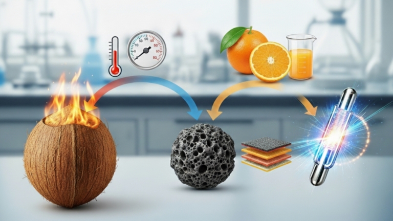 Hindistan cevizi ve portakal sulu biyosüperkapasitör